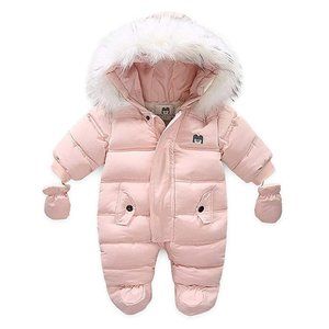 Baby Girl (9-12 Months) Pink Snowsuit, Snow Romper